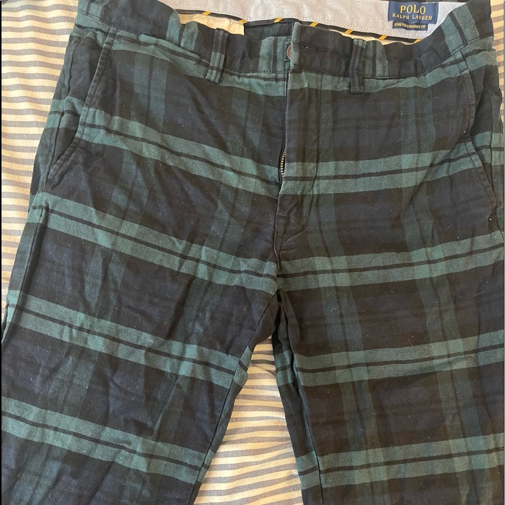 Polo by Ralph Lauren Green and Black Plaid Chinos